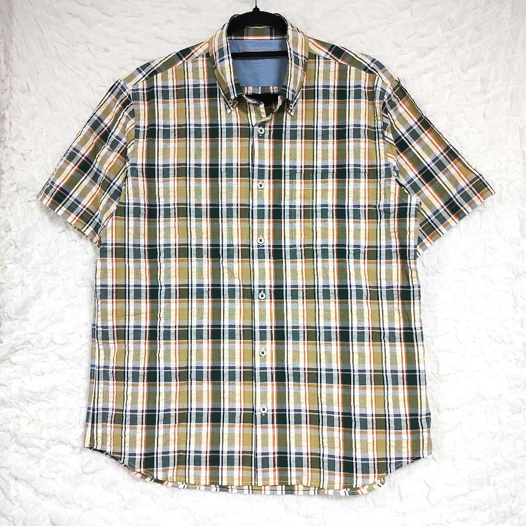 DoCLASSE ドゥクラッセ チェック柄 半袖シャツ ボタンダウン 大きめXL