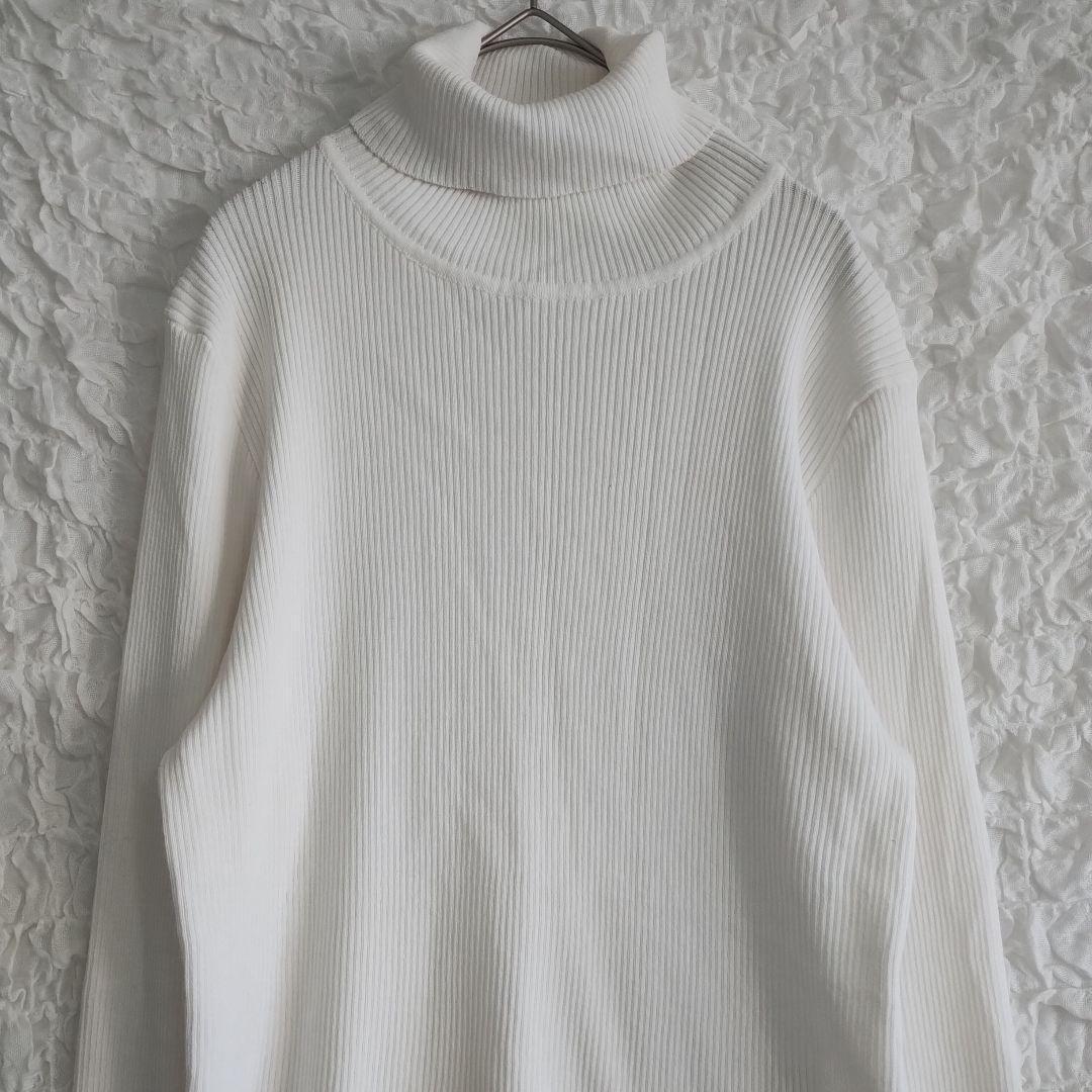 【シーインカーブ】リブ編みホワイトタートルネックセーター3XL着合わせ抜群 2