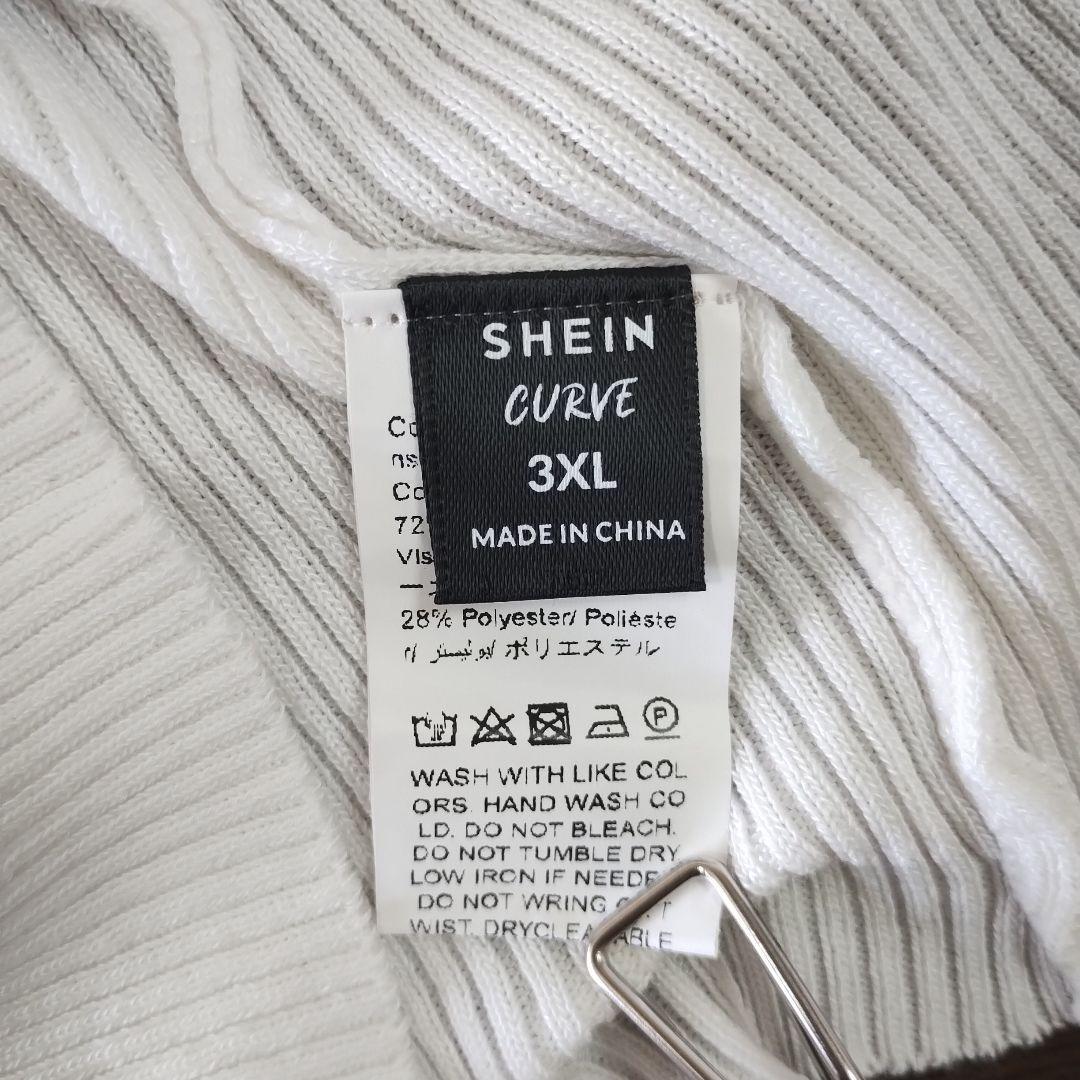 【シーインカーブ】リブ編みホワイトタートルネックセーター3XL着合わせ抜群 12