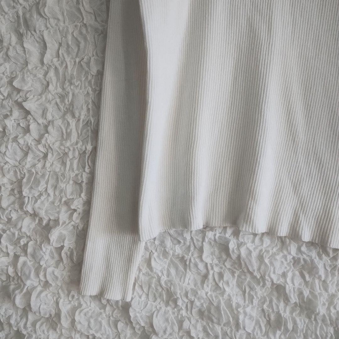 【シーインカーブ】リブ編みホワイトタートルネックセーター3XL着合わせ抜群 3