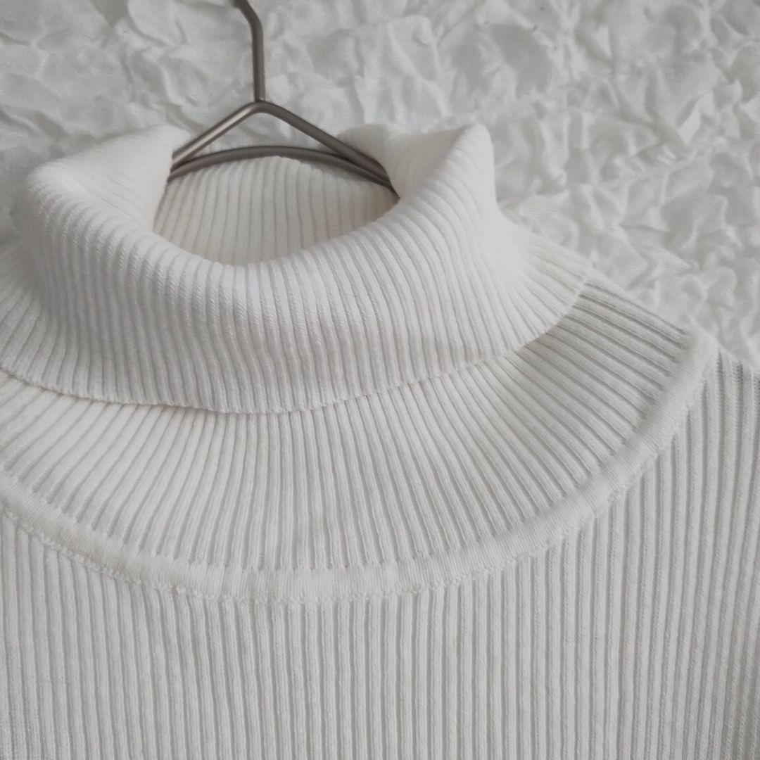 【シーインカーブ】リブ編みホワイトタートルネックセーター3XL着合わせ抜群 7
