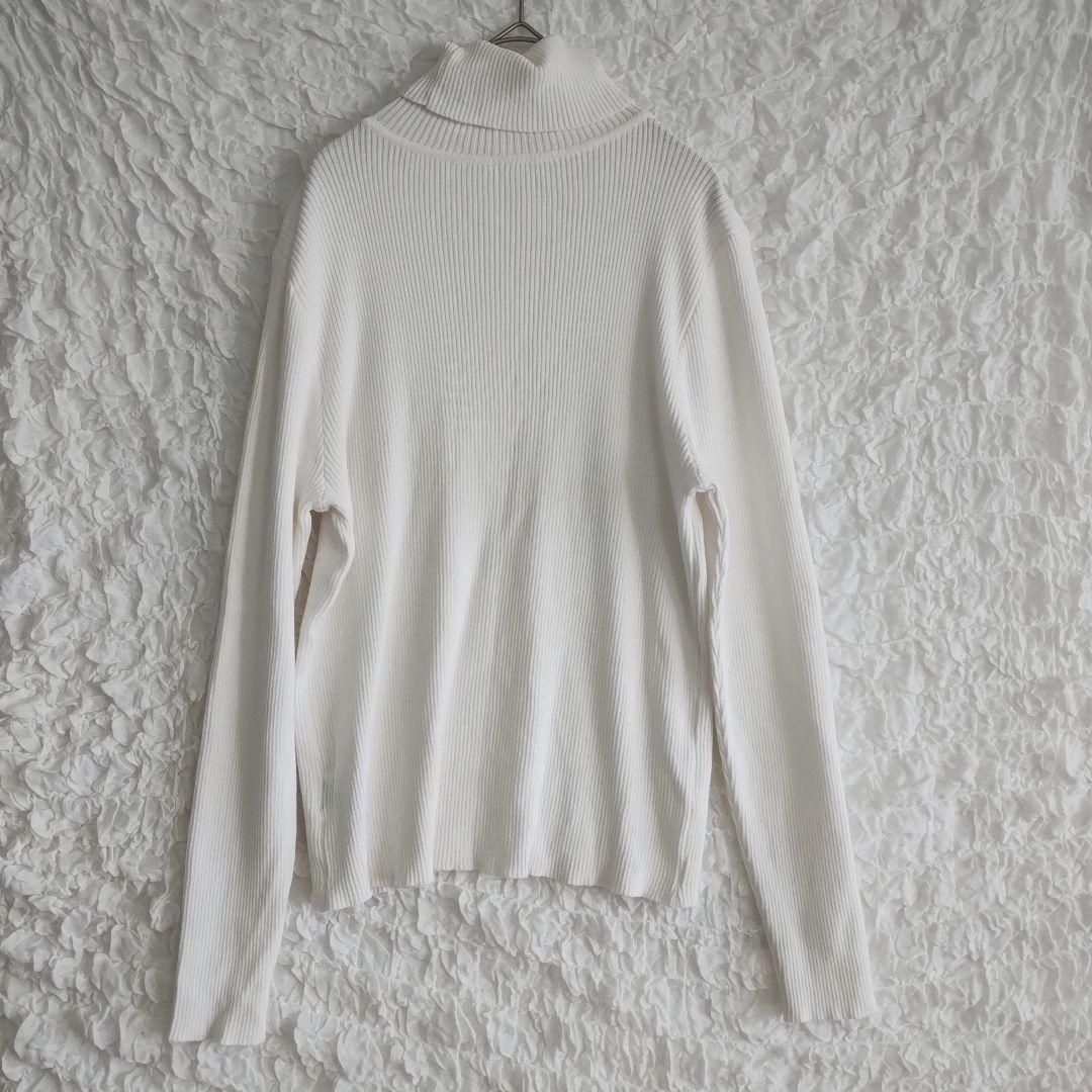 【シーインカーブ】リブ編みホワイトタートルネックセーター3XL着合わせ抜群 8