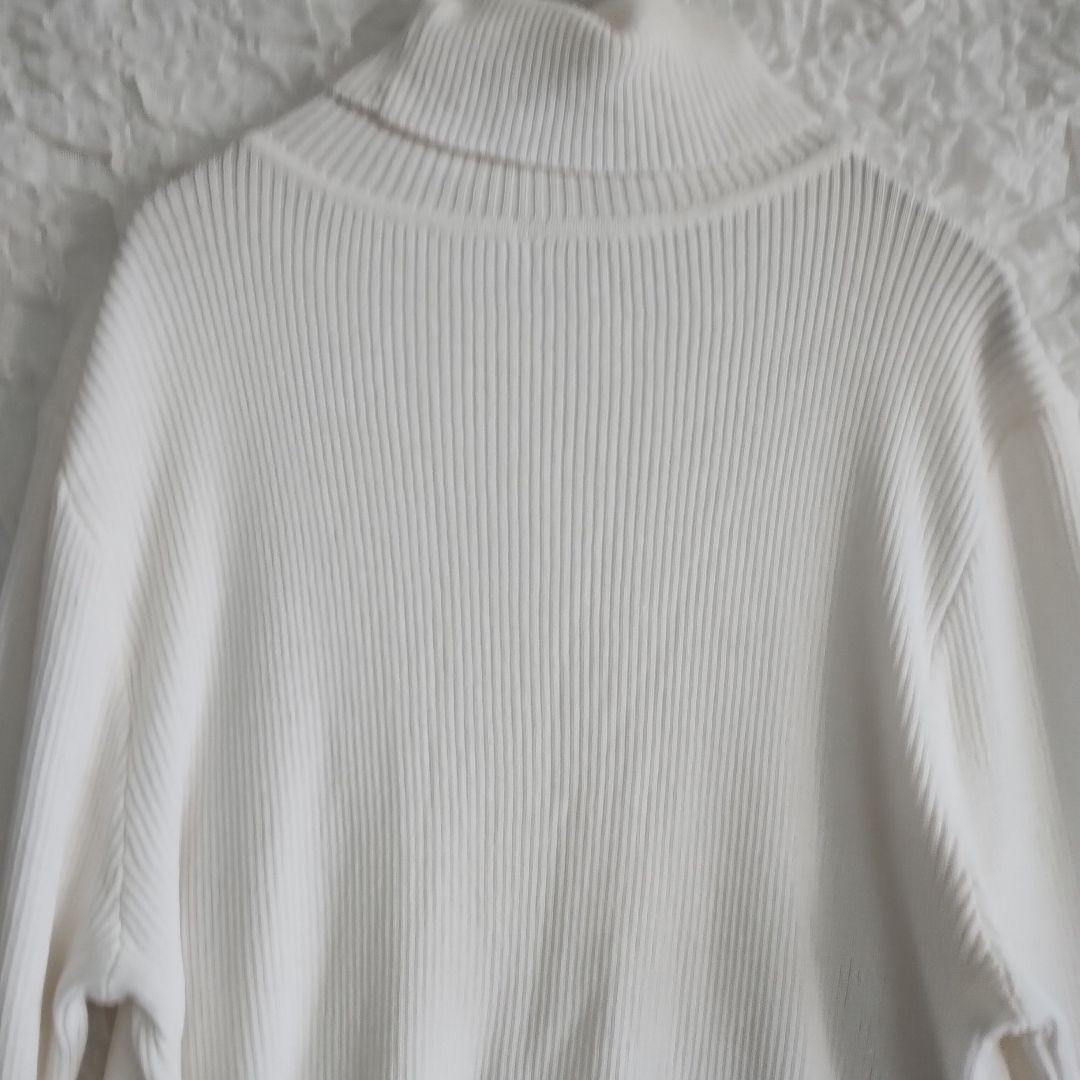 【シーインカーブ】リブ編みホワイトタートルネックセーター3XL着合わせ抜群 9