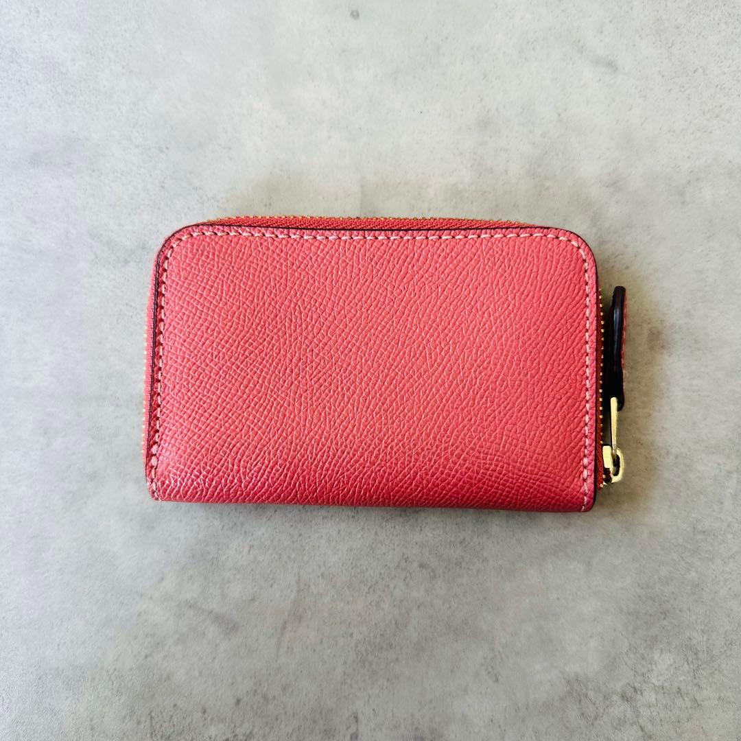 COACH クロスグレインレザー　ラウンドジップ　コインケース　ピンク 2