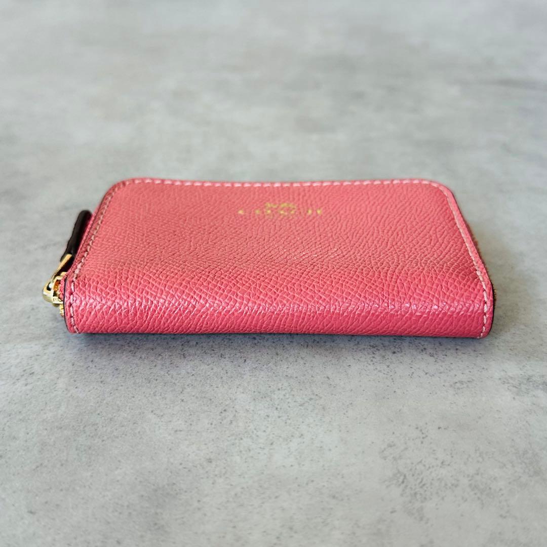 COACH クロスグレインレザー　ラウンドジップ　コインケース　ピンク 4