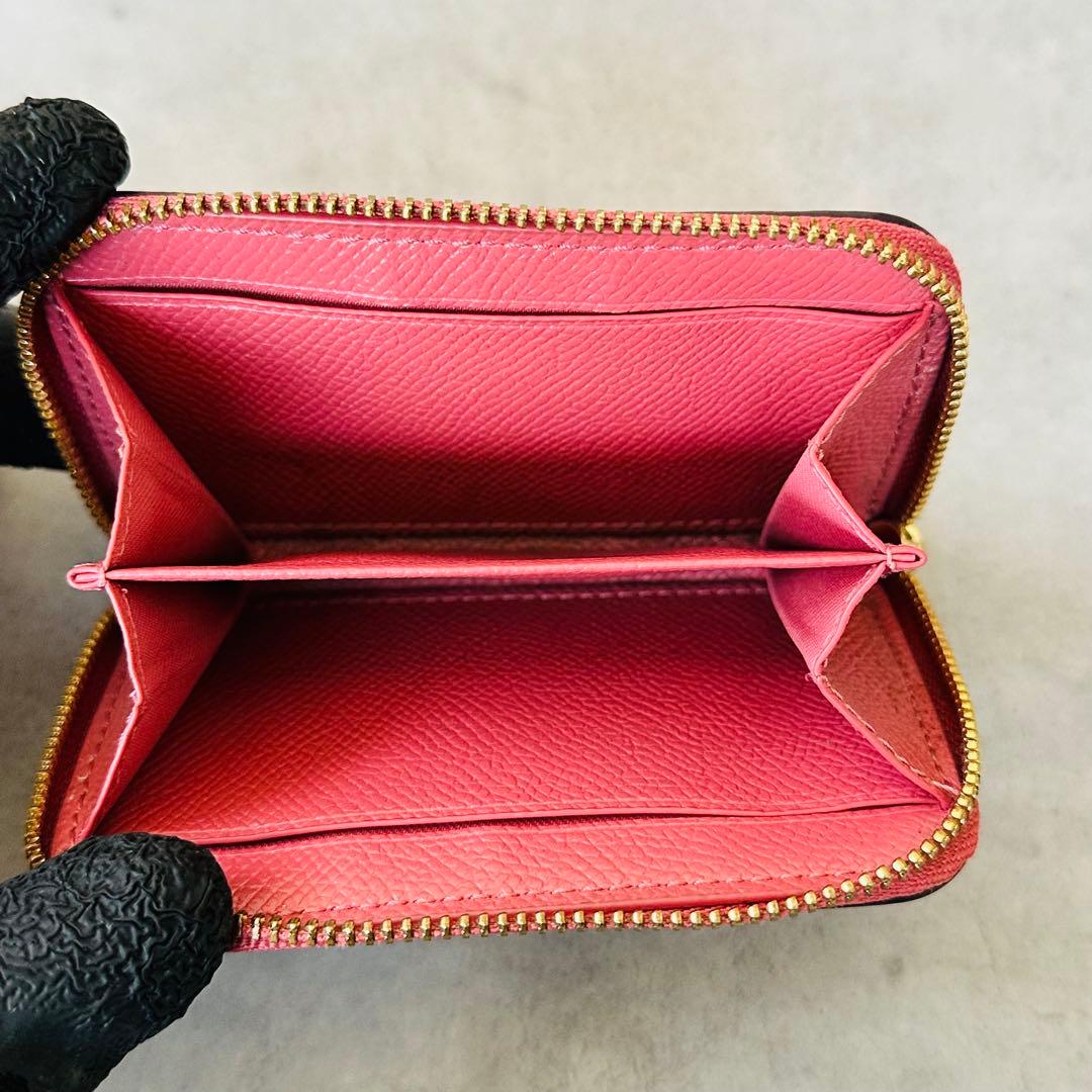COACH クロスグレインレザー　ラウンドジップ　コインケース　ピンク 9