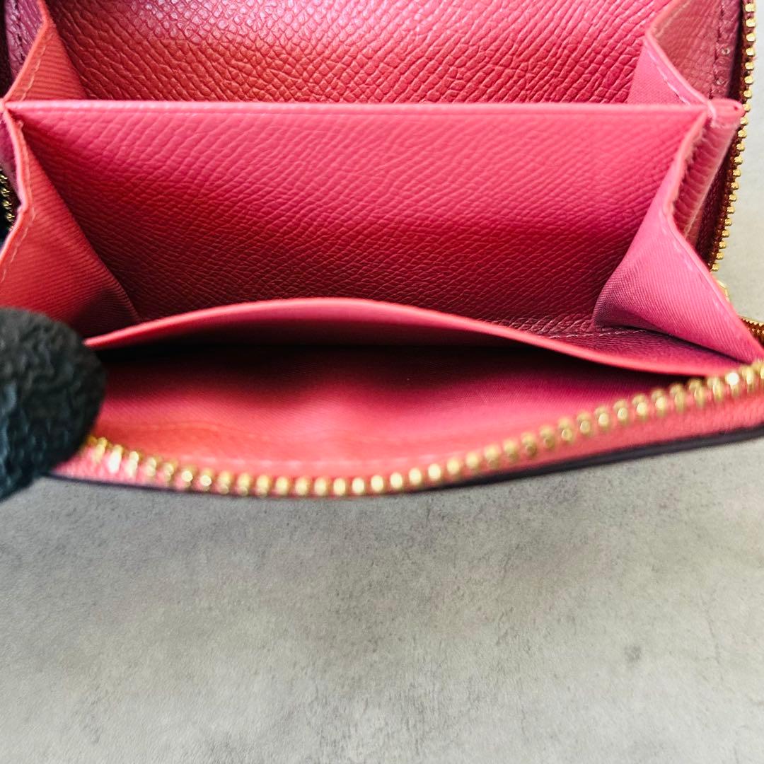 COACH クロスグレインレザー　ラウンドジップ　コインケース　ピンク 10