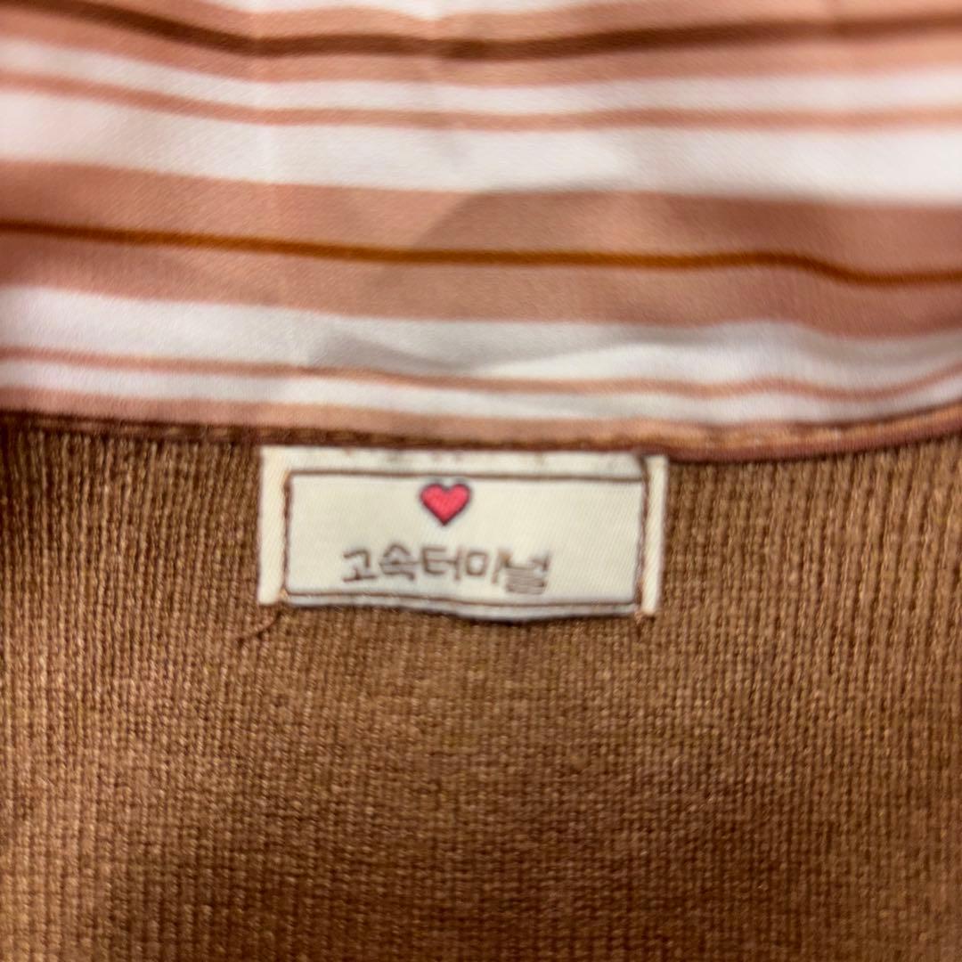 韓国ブランドリボン付きブラウンニットセーター Mダミーボタン d759 15