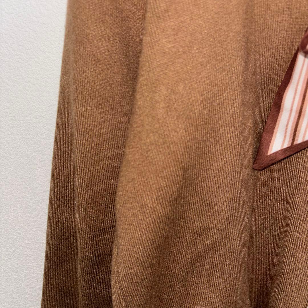 韓国ブランドリボン付きブラウンニットセーター Mダミーボタン d759 5