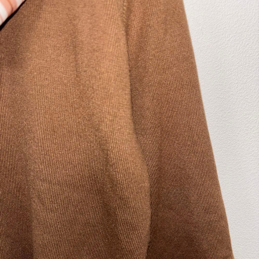 韓国ブランドリボン付きブラウンニットセーター Mダミーボタン d759 8