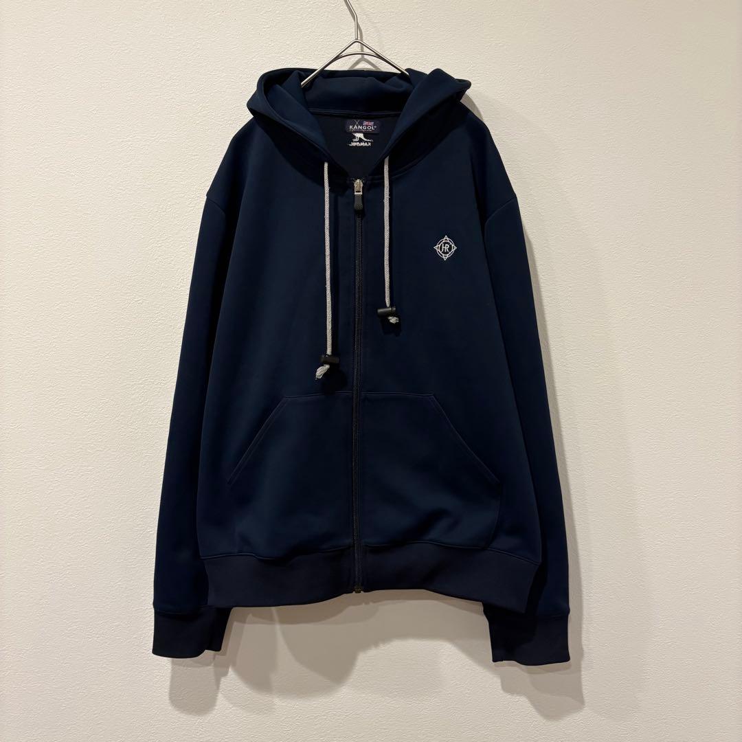 カンゴール パーカー ジップアップ フーディー 紺色　ネイビー L ワンポイント