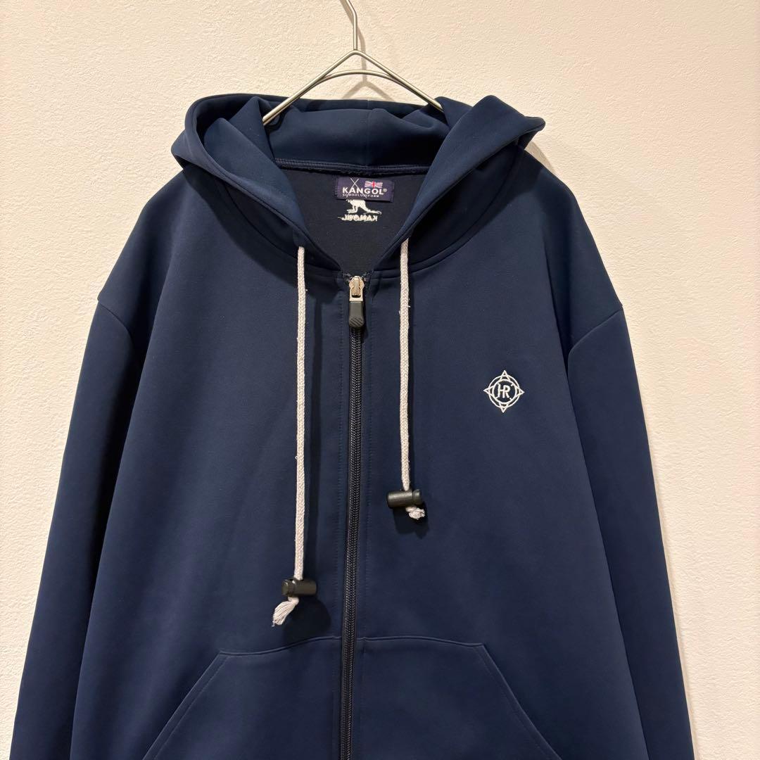 カンゴール パーカー ジップアップ フーディー 紺色　ネイビー L ワンポイント 2