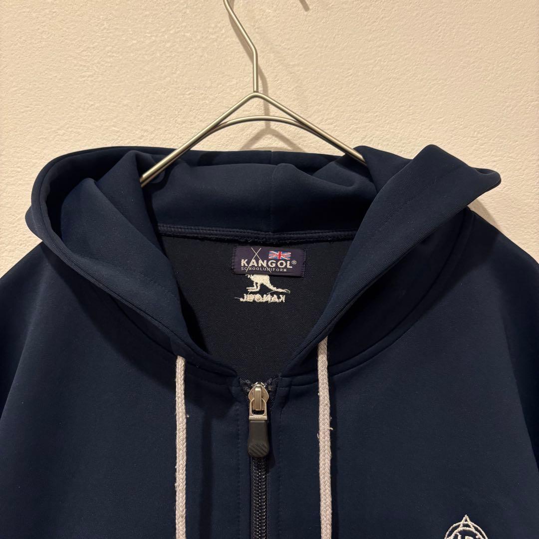 カンゴール パーカー ジップアップ フーディー 紺色　ネイビー L ワンポイント 3