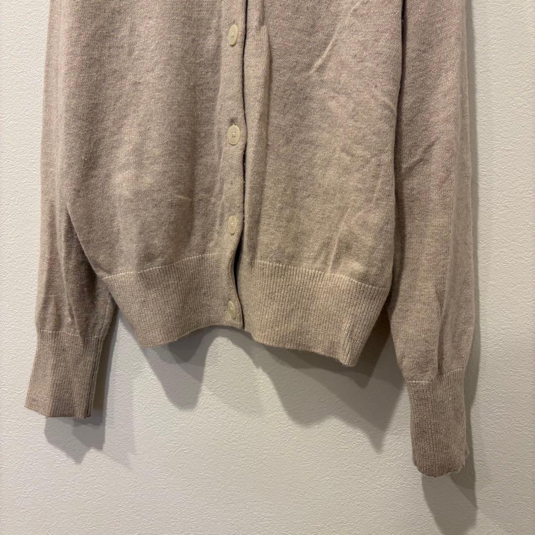 グリーンレーベルリラクシング ニットカーディガン ベージュ Vネック　M 前開き 4