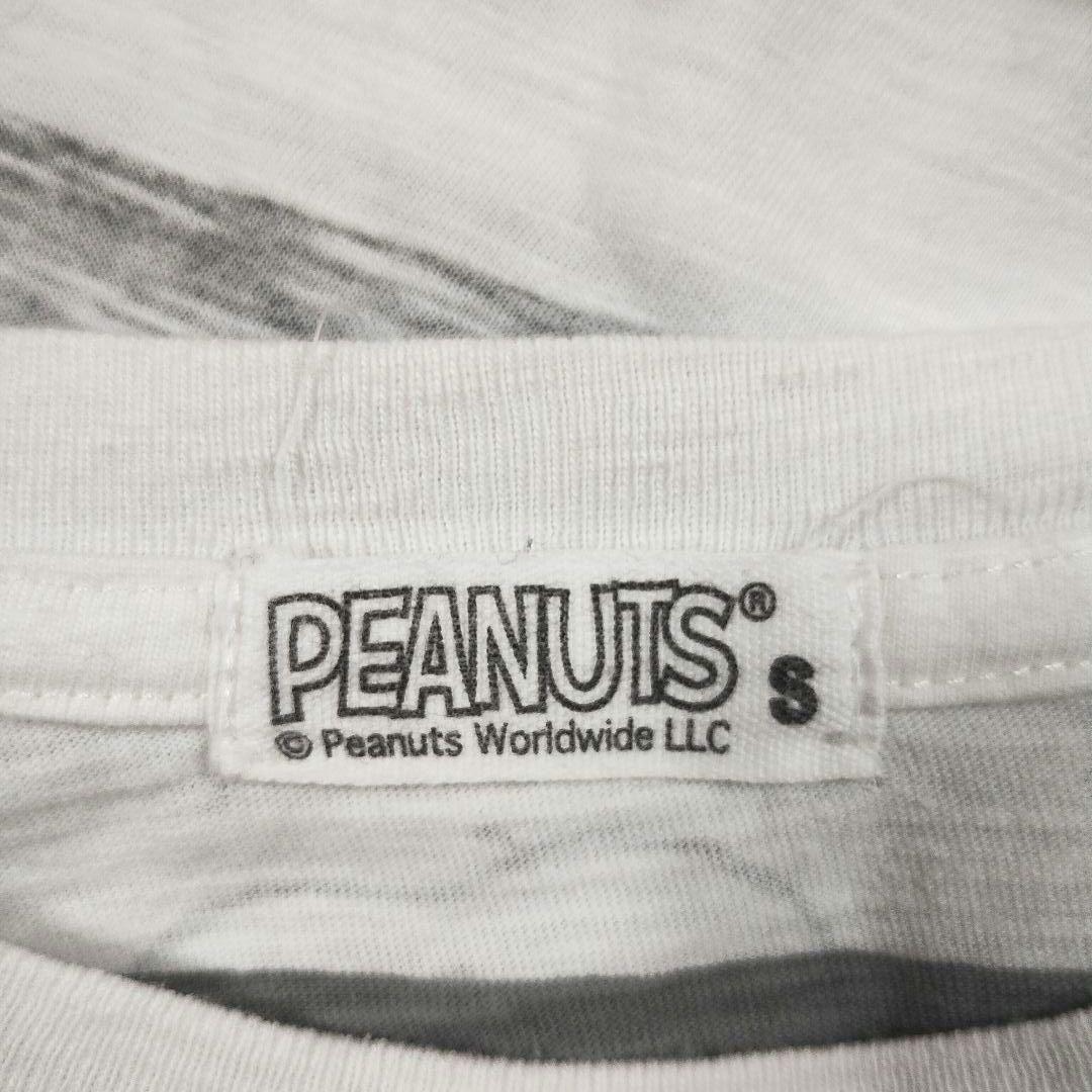 PEANUTS スヌーピー プリントストライプ 半袖Tシャツ S 白/グレー系 7