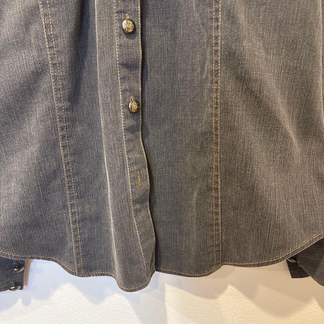 セシカブルー デニムジャケット　シャツ　長袖 ステッチ カジュアル グレー M 4