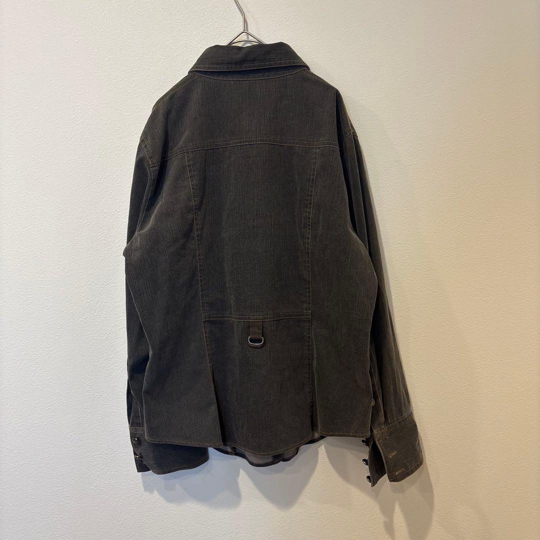 セシカブルー デニムジャケット　シャツ　長袖 ステッチ カジュアル グレー M 6