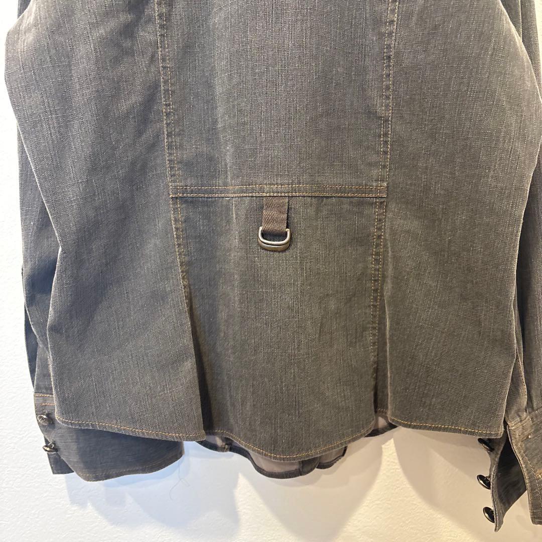 セシカブルー デニムジャケット　シャツ　長袖 ステッチ カジュアル グレー M 7
