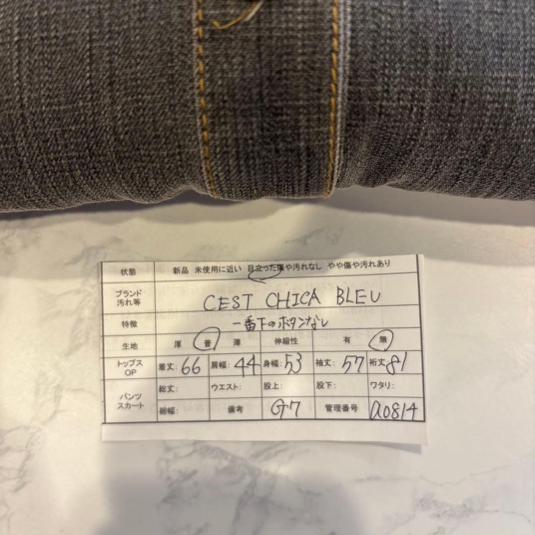 セシカブルー デニムジャケット　シャツ　長袖 ステッチ カジュアル グレー M 10