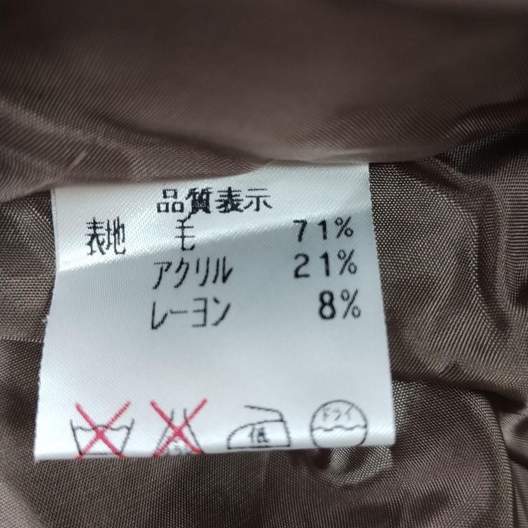 【コース】ブラウン チェック柄 フレアロングスカート ひざ丈M 新品タグ付き麻風 9