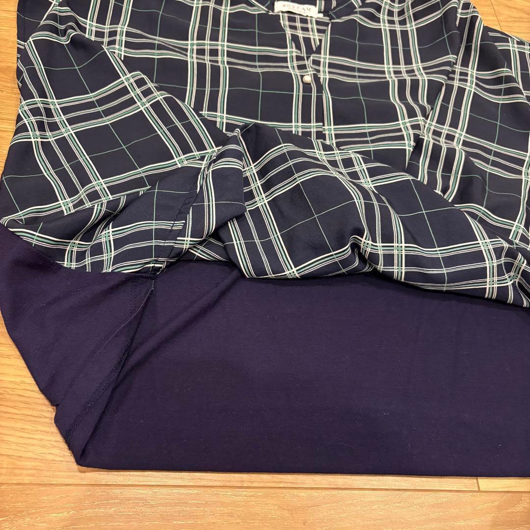 .anyFAM ブラウス ノースリーブ　紺色　ネイビー 2 チェック柄　おしゃれ 5