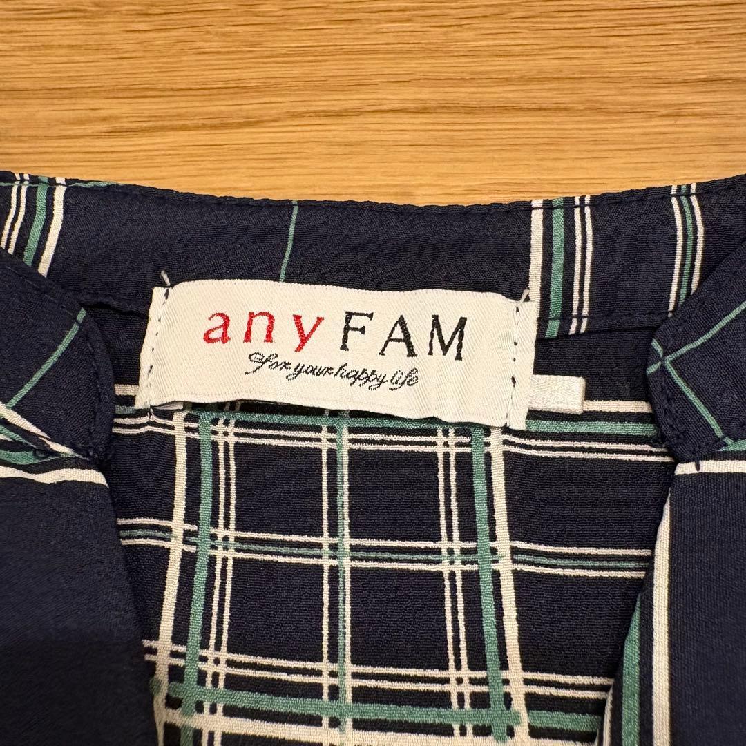 .anyFAM ブラウス ノースリーブ　紺色　ネイビー 2 チェック柄　おしゃれ 6