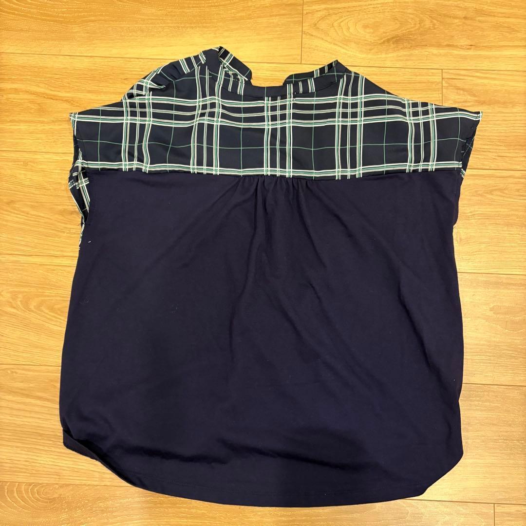 .anyFAM ブラウス ノースリーブ　紺色　ネイビー 2 チェック柄　おしゃれ 7