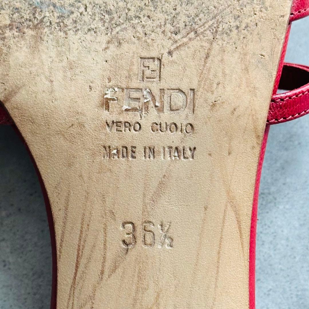 FENDI ズッカ ステッチ ミュール サンダル 赤 7