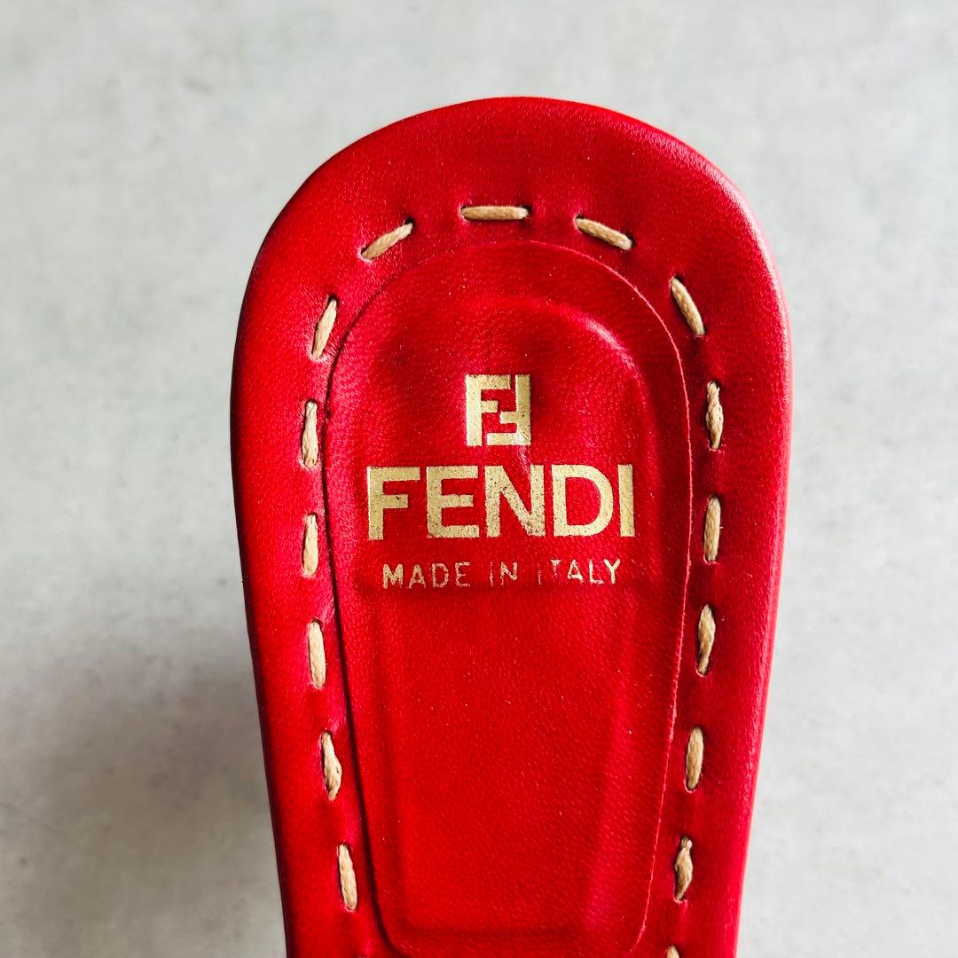 FENDI ズッカ ステッチ ミュール サンダル 赤 8