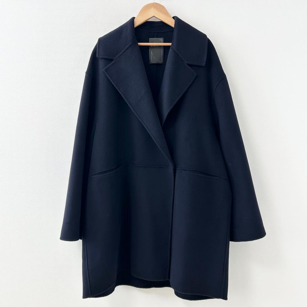 美品✨ノーブル　Super160sリバーミドルコート　ネイビー　36