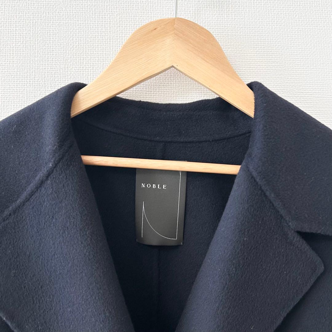 美品✨ノーブル　Super160sリバーミドルコート　ネイビー　36 3
