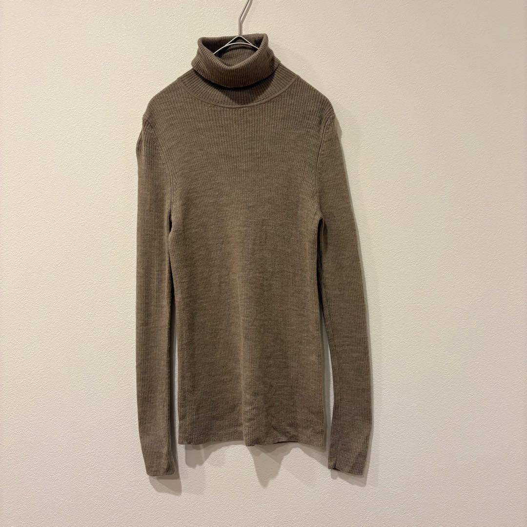 ユニクロ タートルネック リブニットセーター　ウール　ブラウン 茶色　M