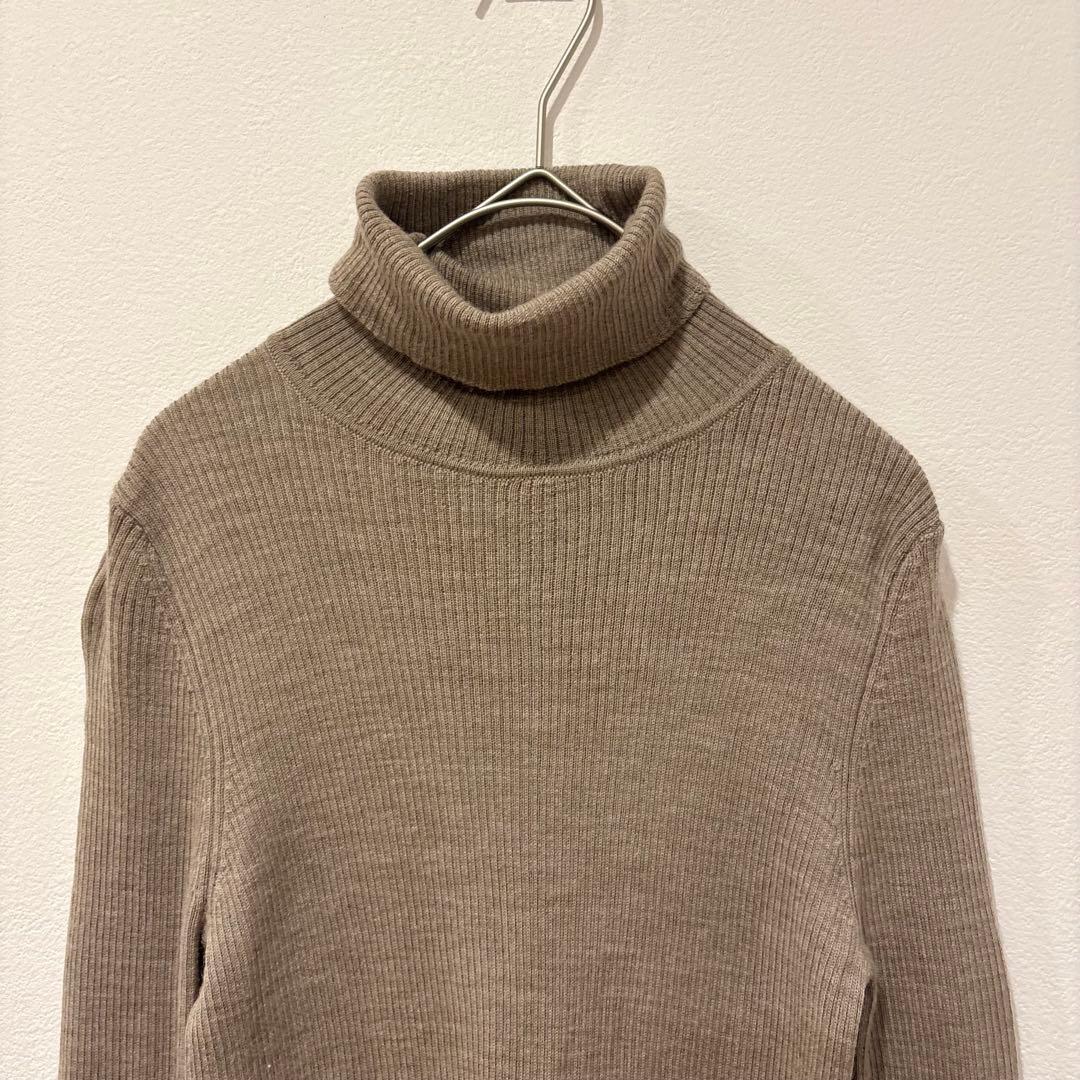 ユニクロ タートルネック リブニットセーター　ウール　ブラウン 茶色　M 2