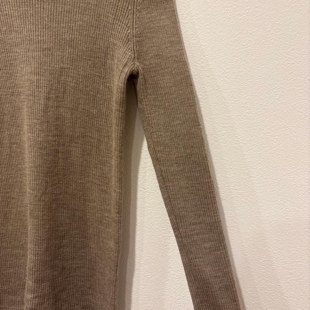 ユニクロ タートルネック リブニットセーター　ウール　ブラウン 茶色　M 3