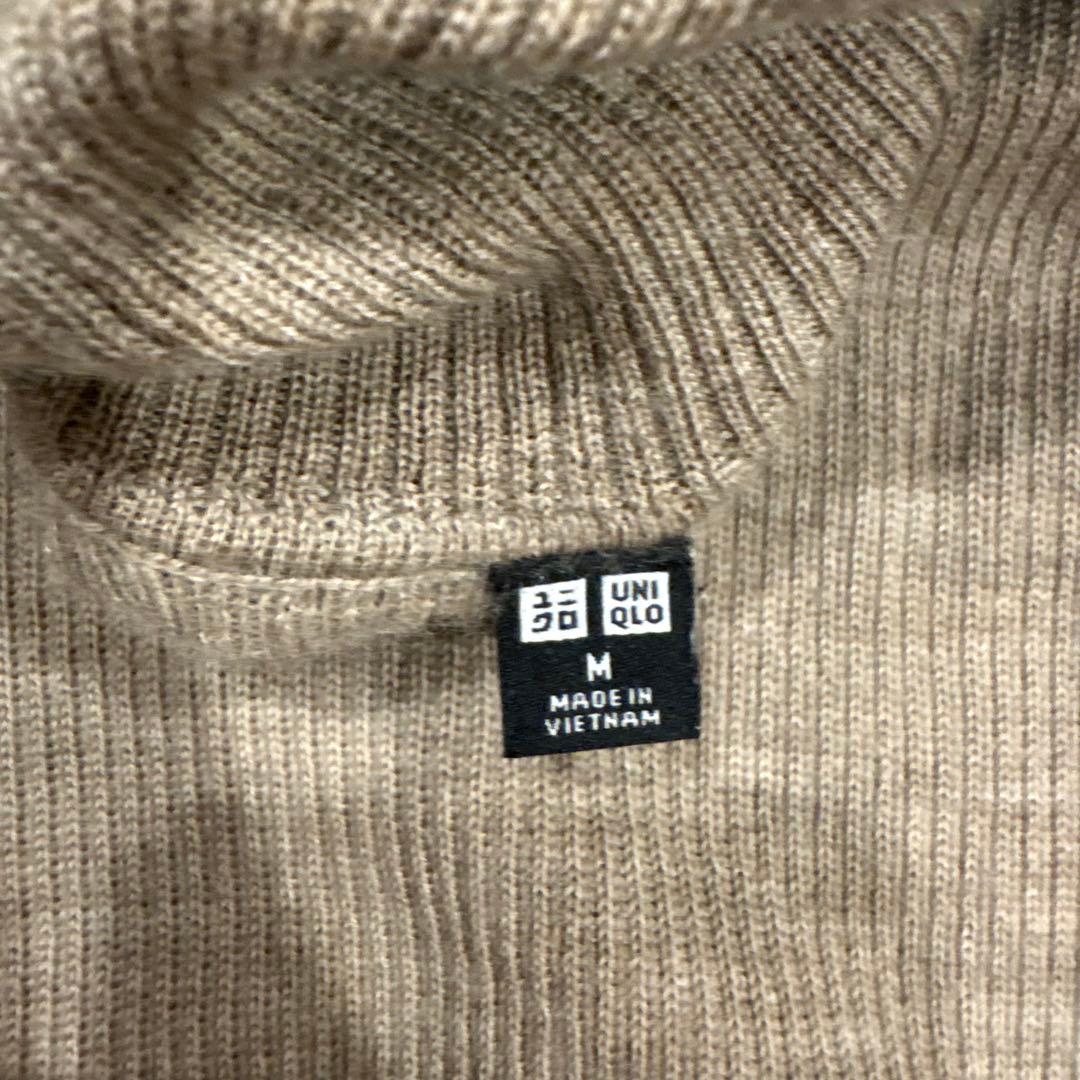 ユニクロ タートルネック リブニットセーター　ウール　ブラウン 茶色　M 5