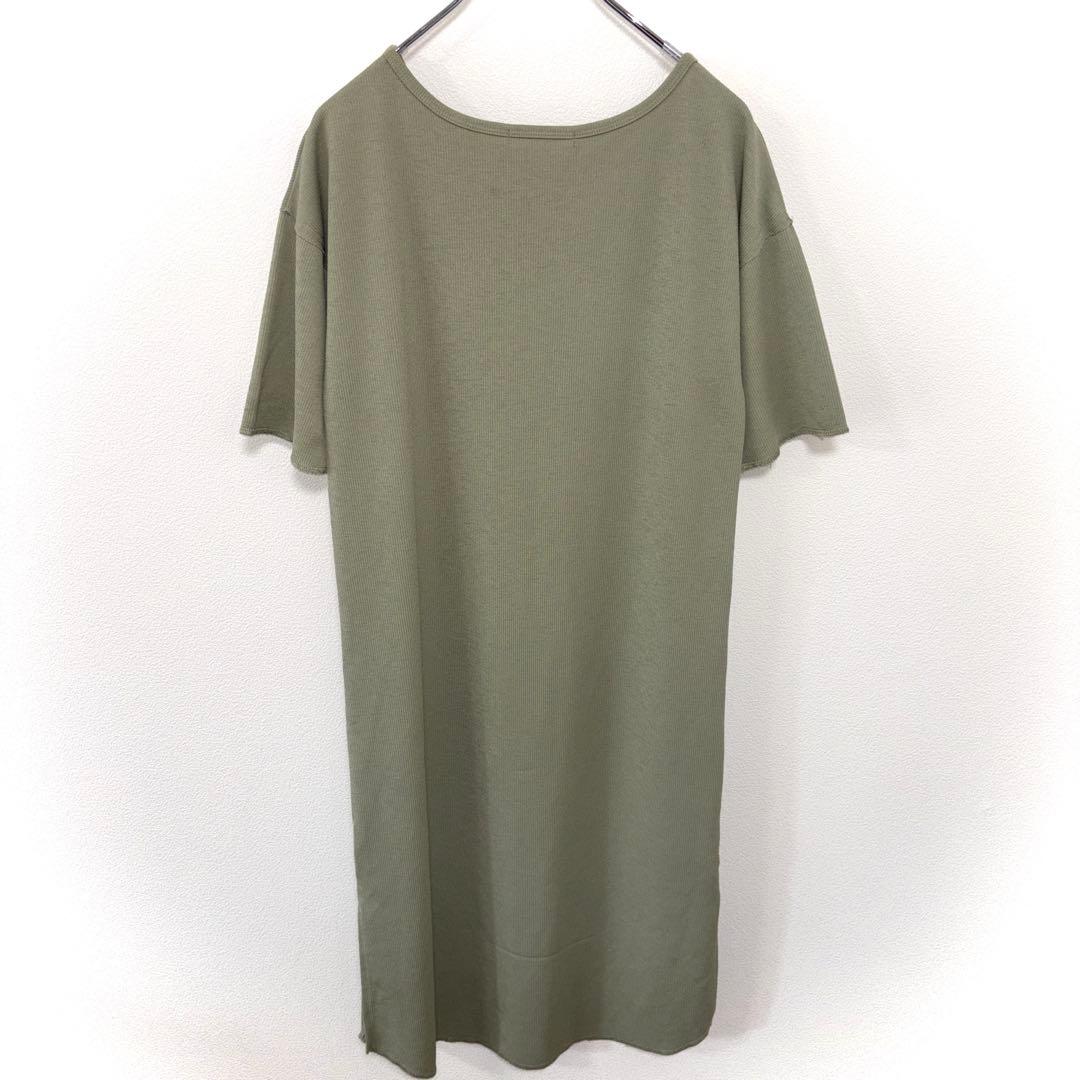 w closet半袖カットソーワンピース切りっぱなしF オリーブグリーンd702 13