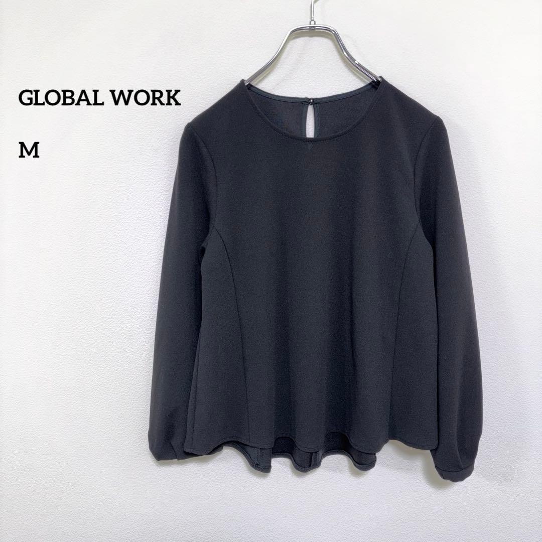 GLOBAL WORK フレアブラウスブラック長袖トップス M d683