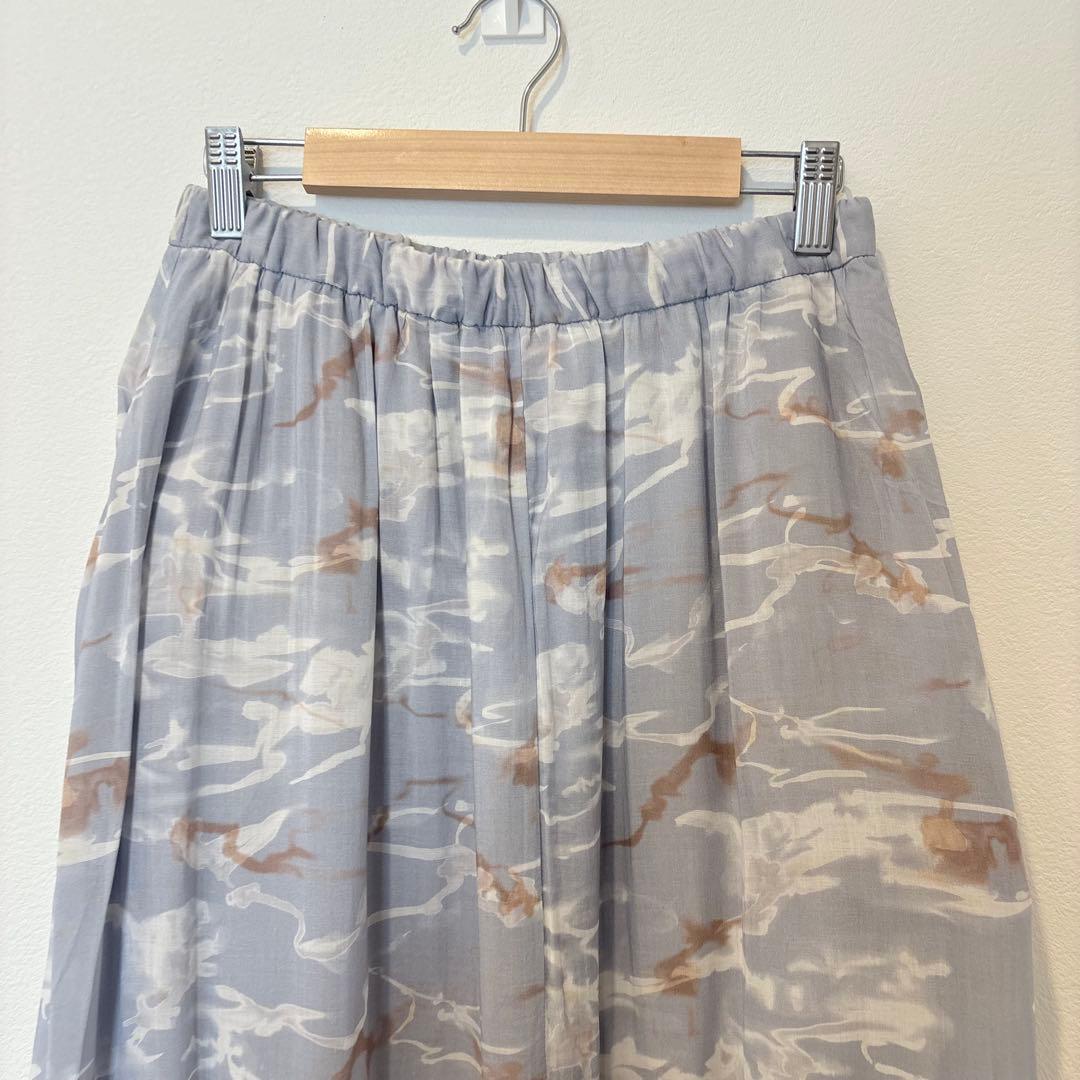 アーバンリサーチ サニーレーベル　ロングスカート 総柄 フレア 青　ブルー　38 2