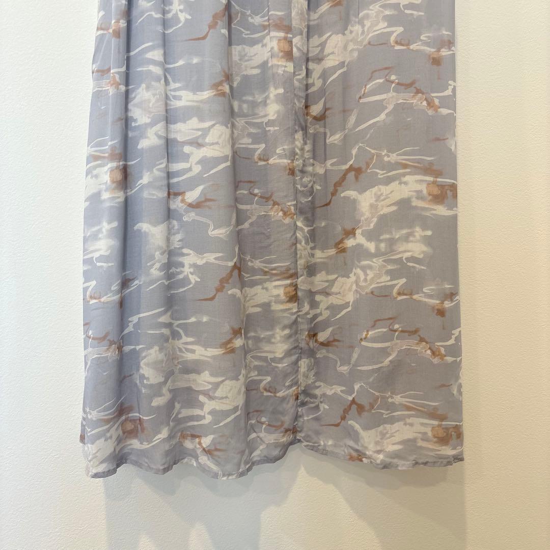 アーバンリサーチ サニーレーベル　ロングスカート 総柄 フレア 青　ブルー　38 3