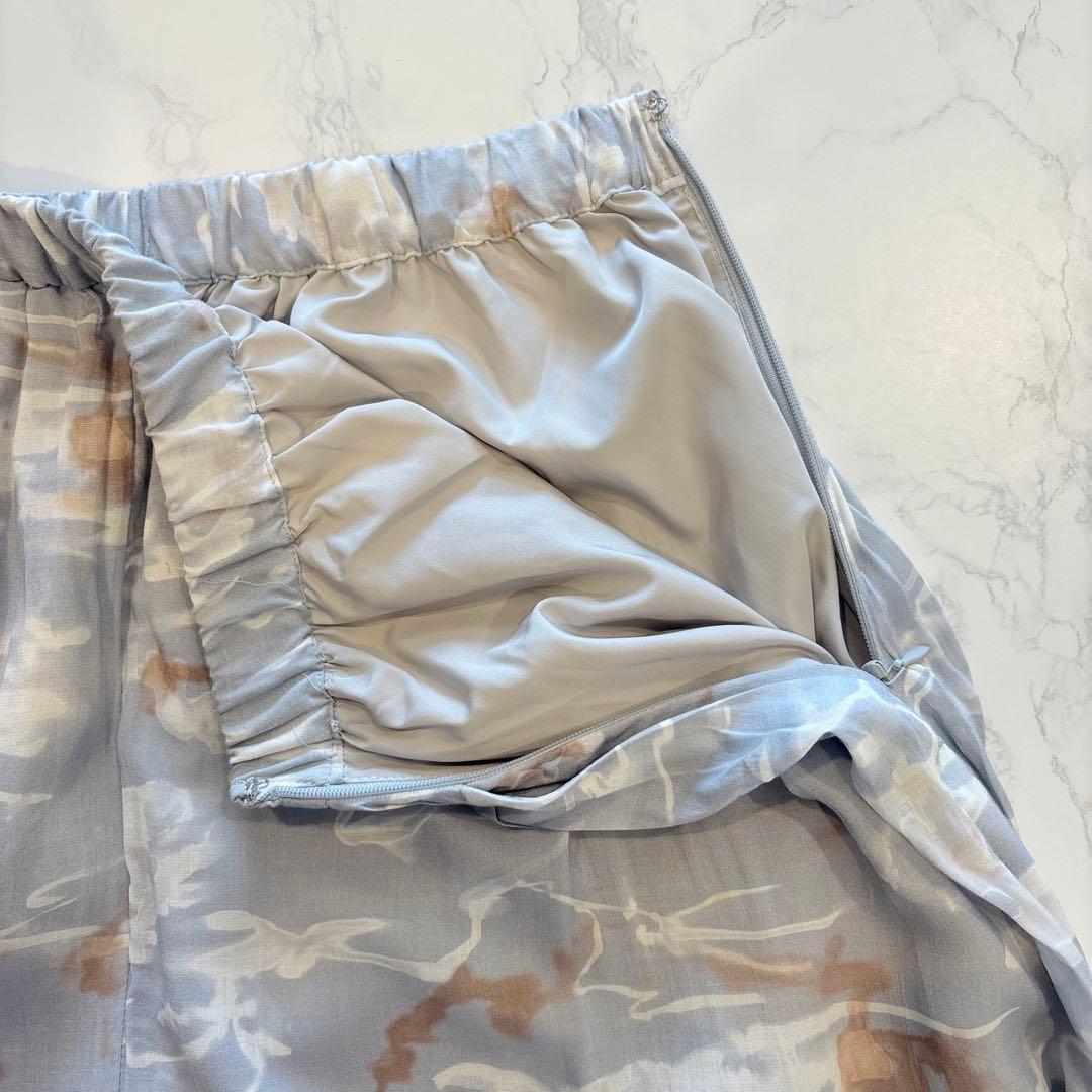 アーバンリサーチ サニーレーベル　ロングスカート 総柄 フレア 青　ブルー　38 5