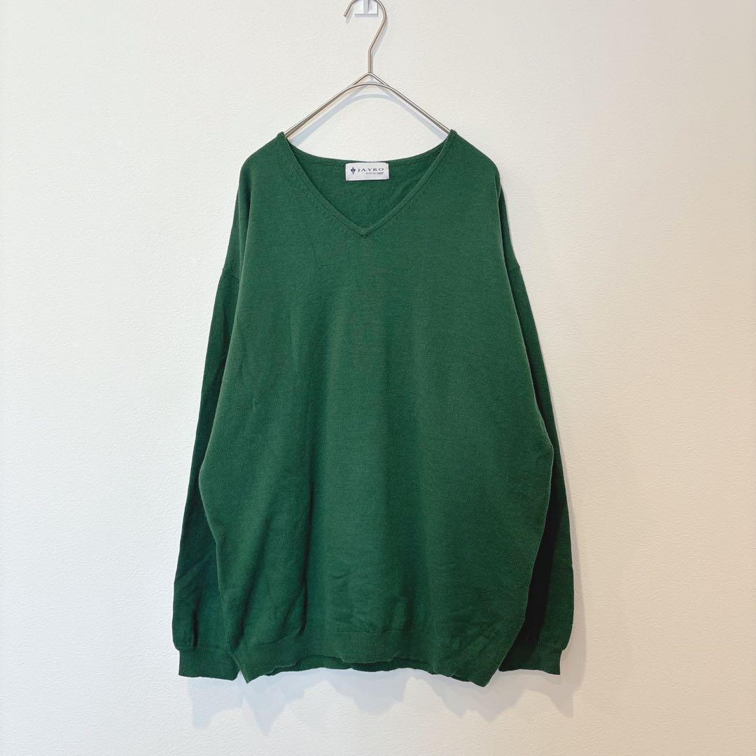 .ジャイロ Vネックニット セーター ゆったり 緑 グリーン　Mサイズ　無地