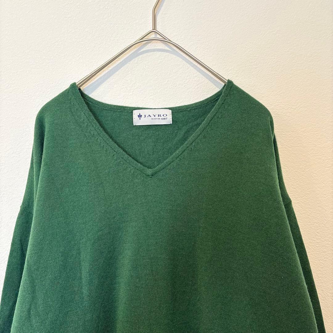 .ジャイロ Vネックニット セーター ゆったり 緑 グリーン　Mサイズ　無地 2