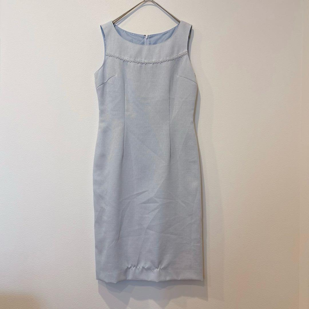 ノースリーブワンピース 膝丈　水色 ライトブルー9AR 相当　上品　フォーマル