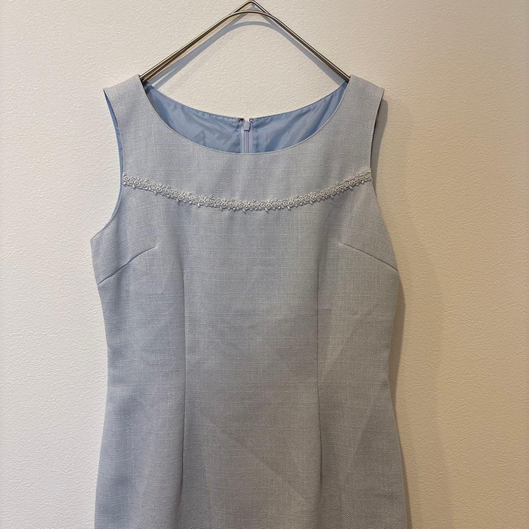 ノースリーブワンピース 膝丈　水色 ライトブルー9AR 相当　上品　フォーマル 2