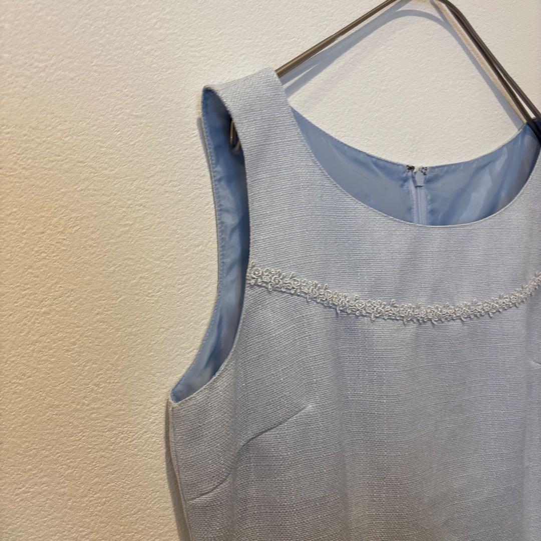 ノースリーブワンピース 膝丈　水色 ライトブルー9AR 相当　上品　フォーマル 4