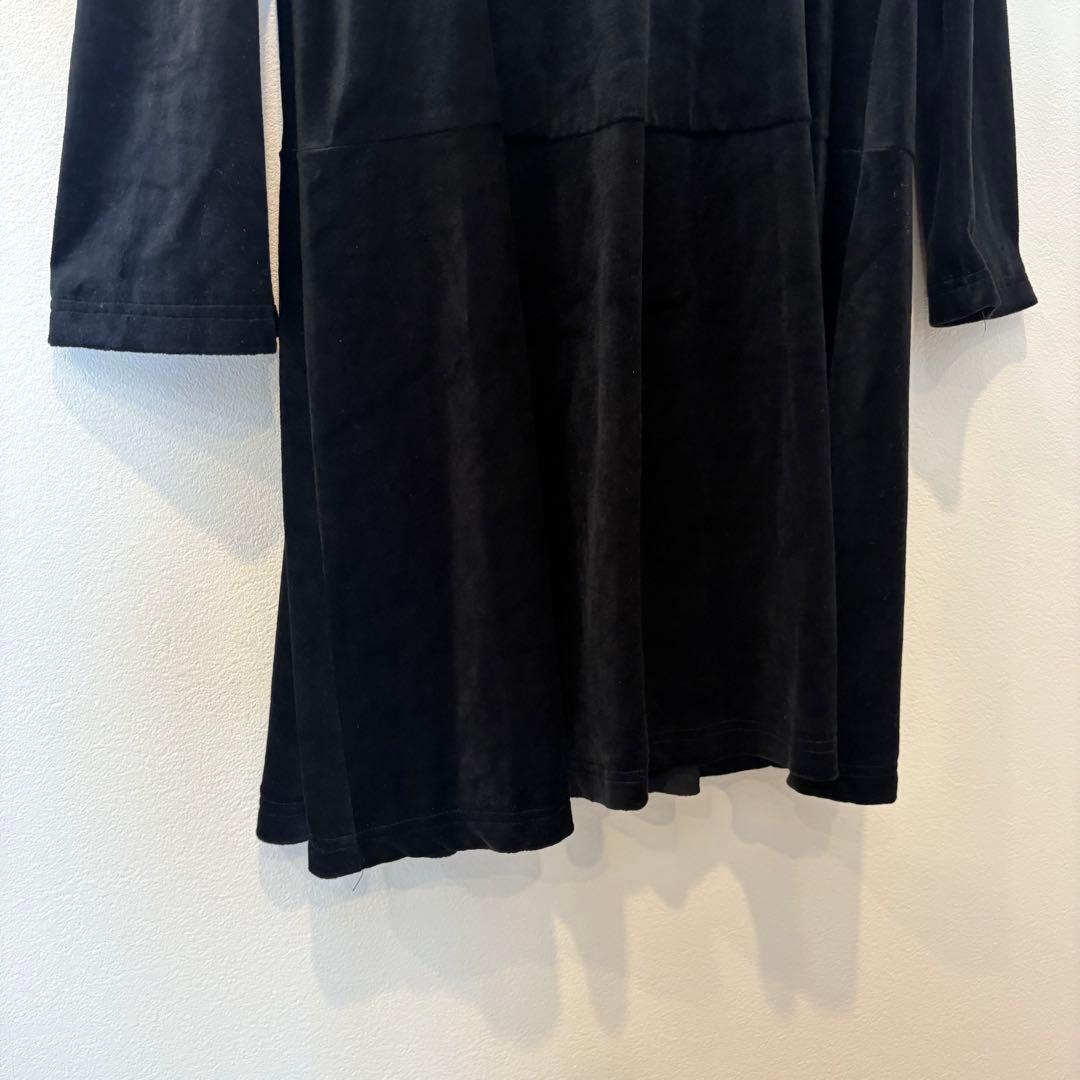 レアノール　ベロア ワンピース 長袖 膝丈　ブラック 黒　9AR フレア 上品 5