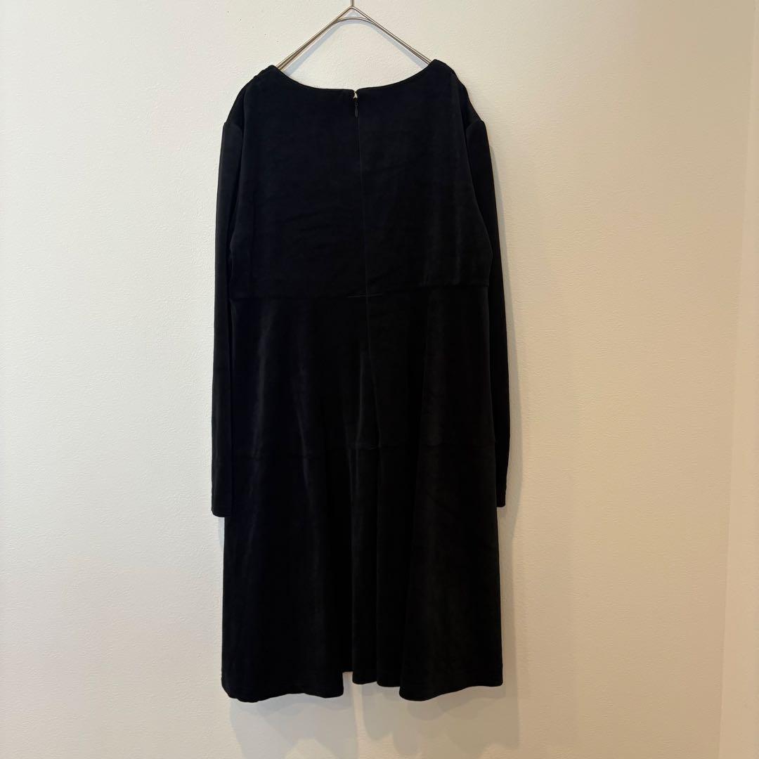 レアノール　ベロア ワンピース 長袖 膝丈　ブラック 黒　9AR フレア 上品 6