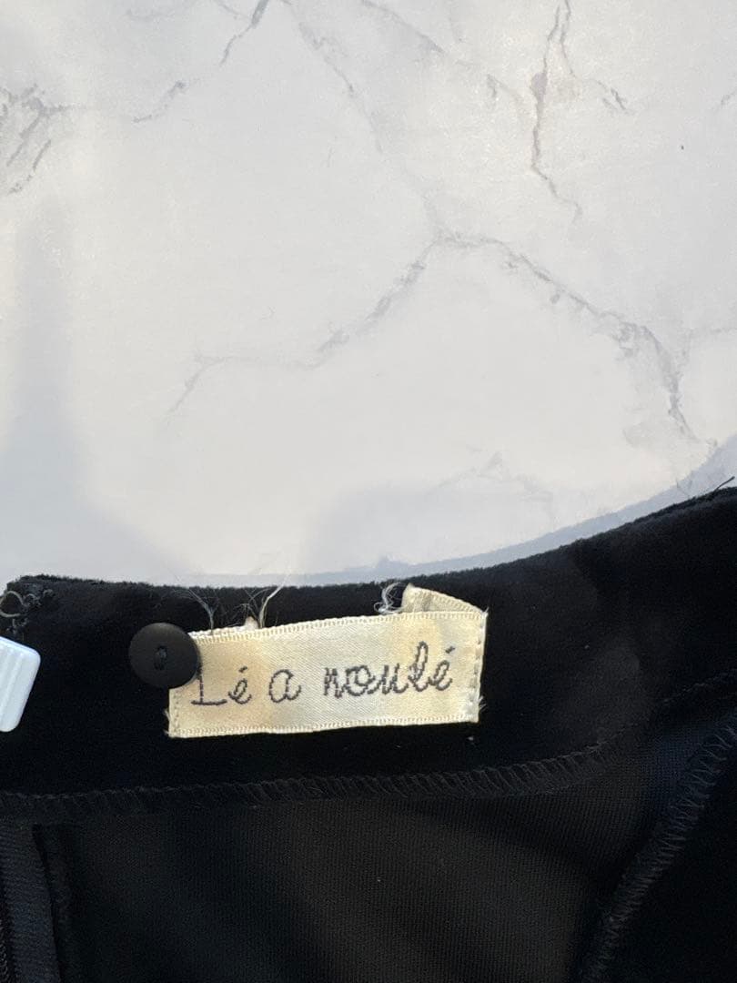 レアノール　ベロア ワンピース 長袖 膝丈　ブラック 黒　9AR フレア 上品 8