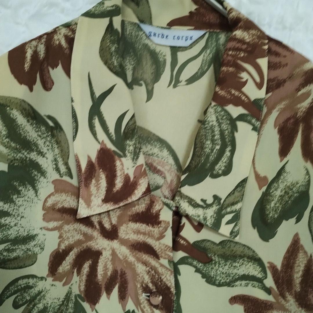 【ケティ ketty】花柄 長袖シャツ ベージュブラウス M 軽やかカジュアル 2