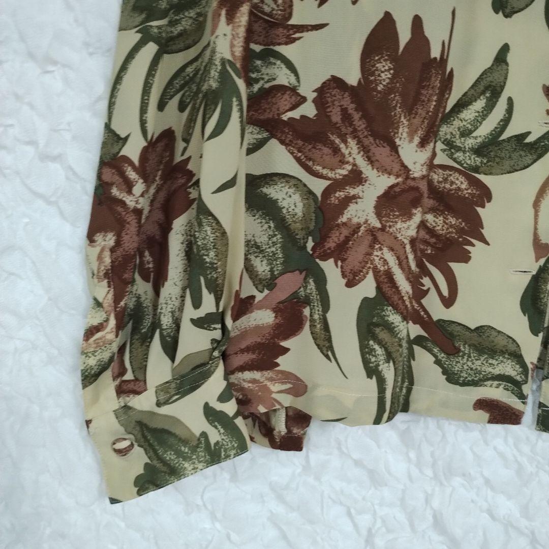 【ケティ ketty】花柄 長袖シャツ ベージュブラウス M 軽やかカジュアル 3